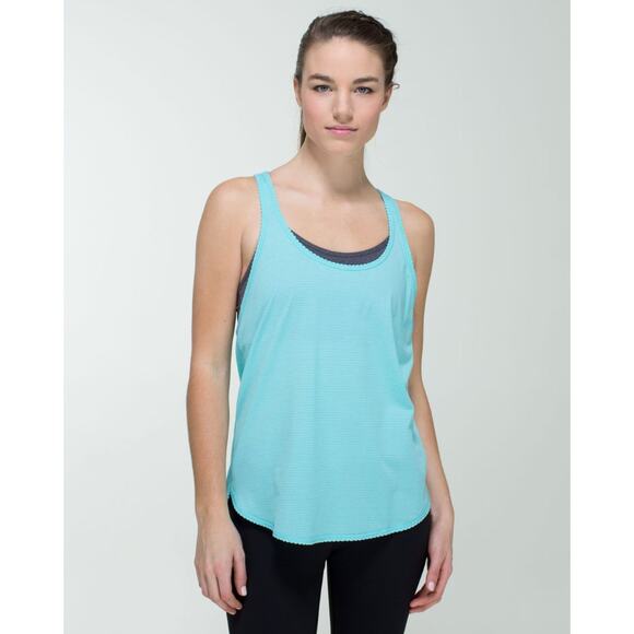 Lululemon 105 F Singlet Tank Top Sz 6 NWT Heathered Angel Blue Silverescent Tech - Picture 1 of 15